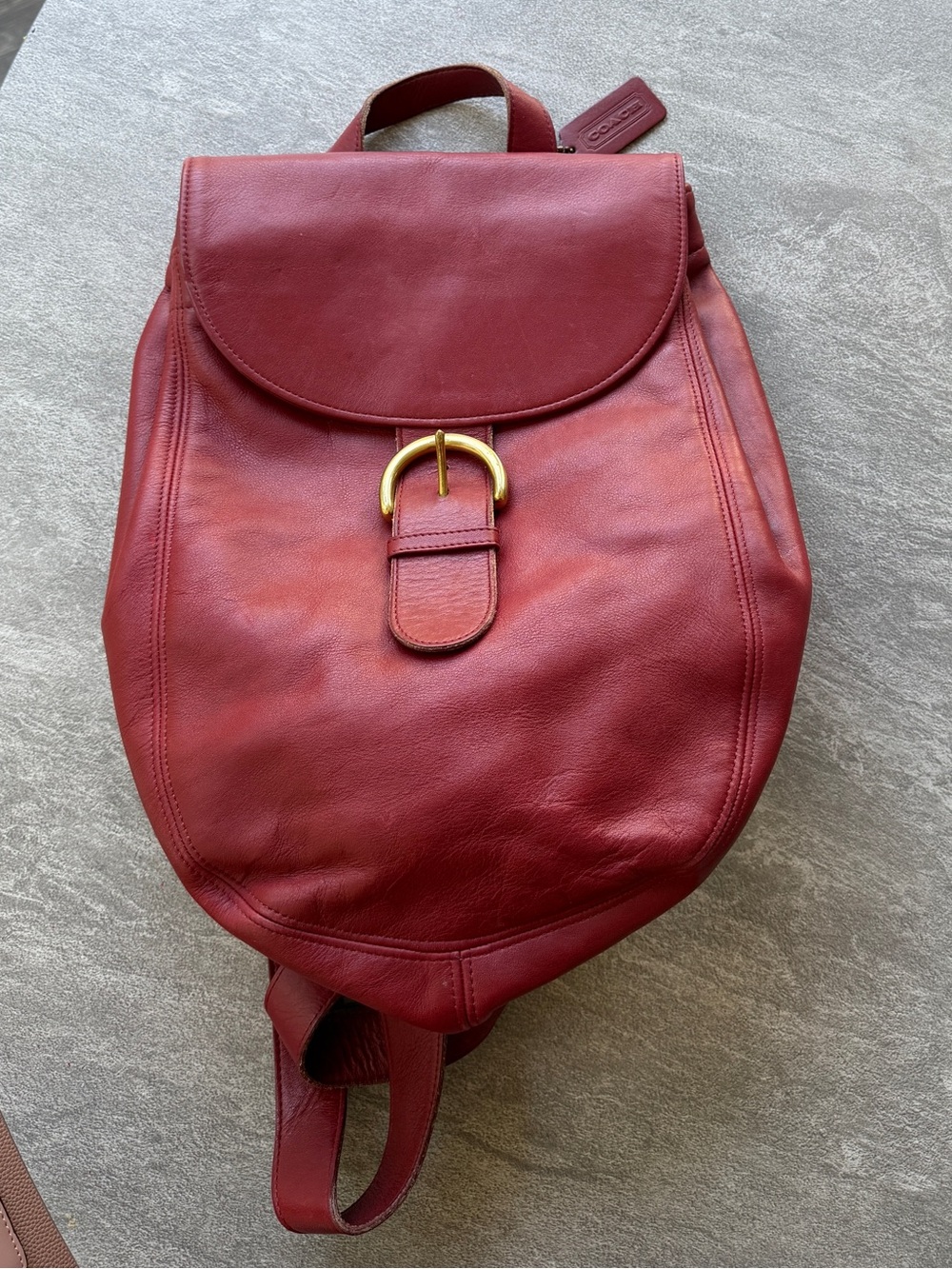 Vintage COACH 4134 Red Leather Backpack Women's Handle Gold Hardware Authentic